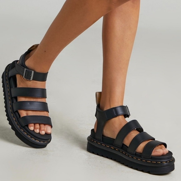 Sold!! Doc Martens Leather Sandals Size Women 10 Men 8- Blaire Gladiator NWT - Picture 4 of 15